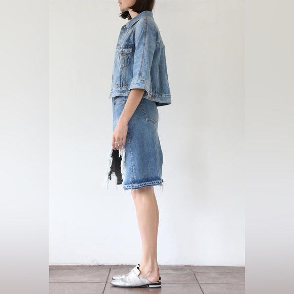 R13 Denim Jackie Trucker 1/2 Sleeve Jacket Sz S - Picture 3 of 10